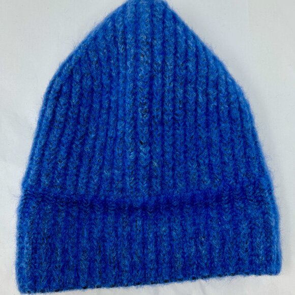 COS blue heathered wool ribbed cap hat beanie knit men\'s woman\'s unisex one size main image 9